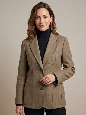 Vintage Country Suburbans Wool Blend Blazer Jacket 14 Brown Tweed Dark Academia